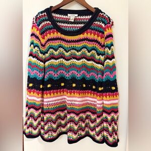 La Seine Vibrant Multicolor Knit Sweater 100% Cotton SZ: M